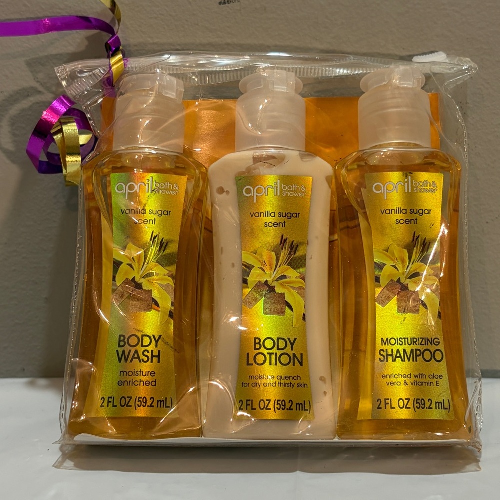 April Bath And Shower Body Wash, Lotion, Shampoo Set Vanilla Sugar Body Care Set
